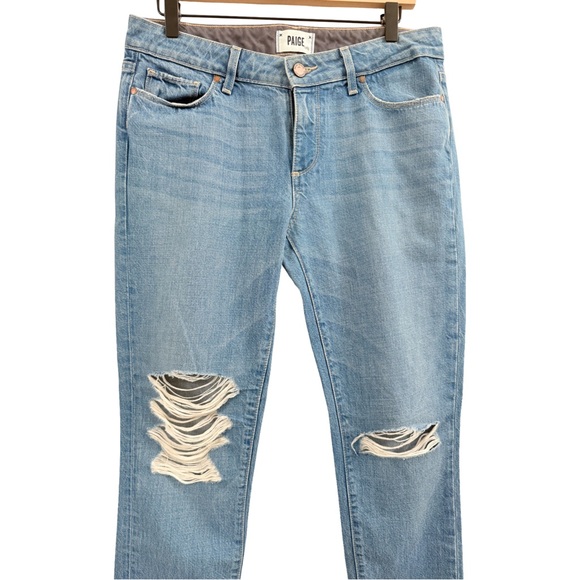 PAIGE Distressed Light Blue Ankle Jeans - Picture 3 of 11